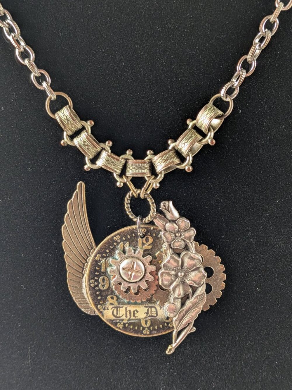 Steampunk Winged Pendant Chain Necklace